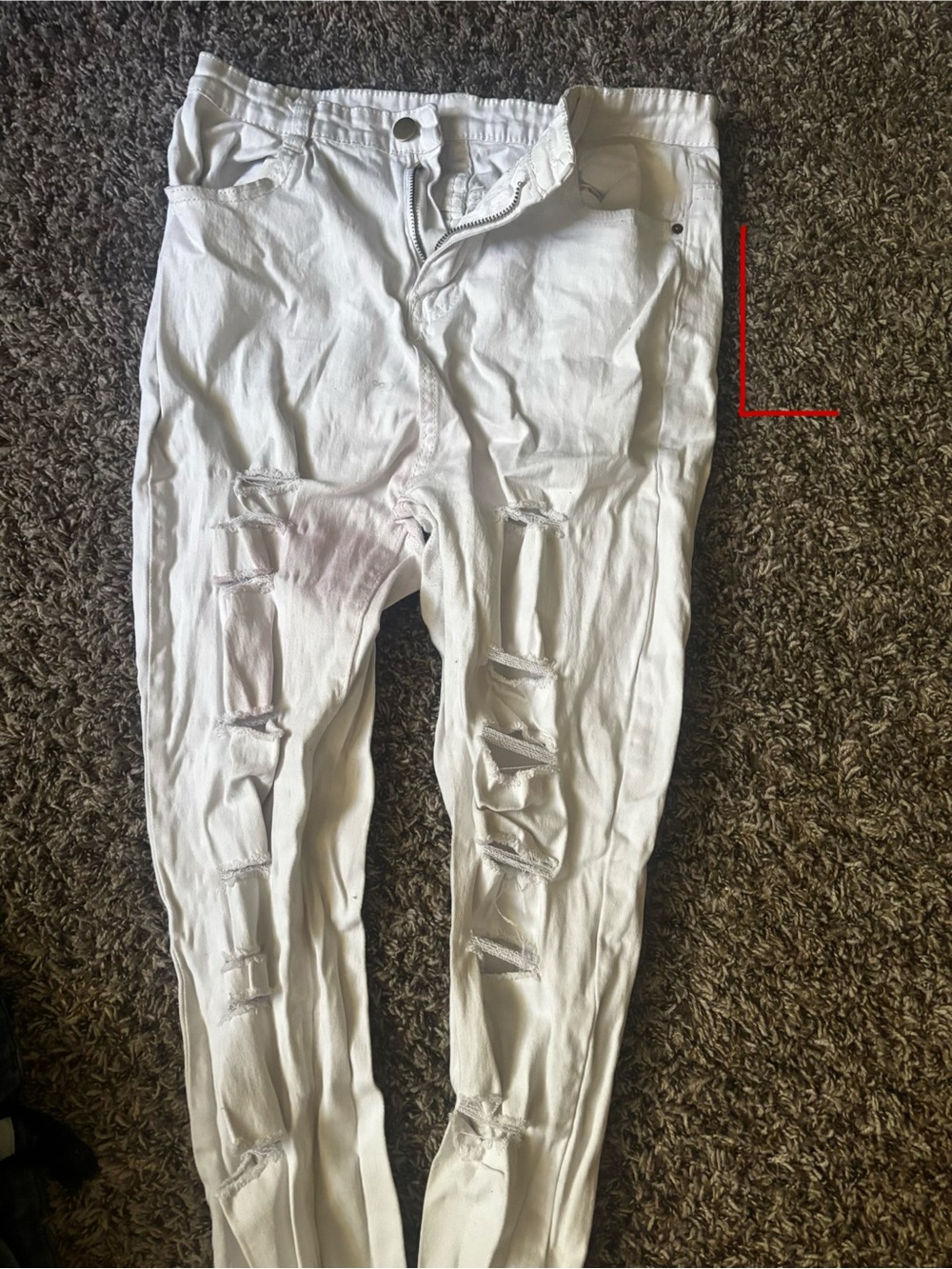 SHEIN White Distressed Ankle Cropped Jeans
